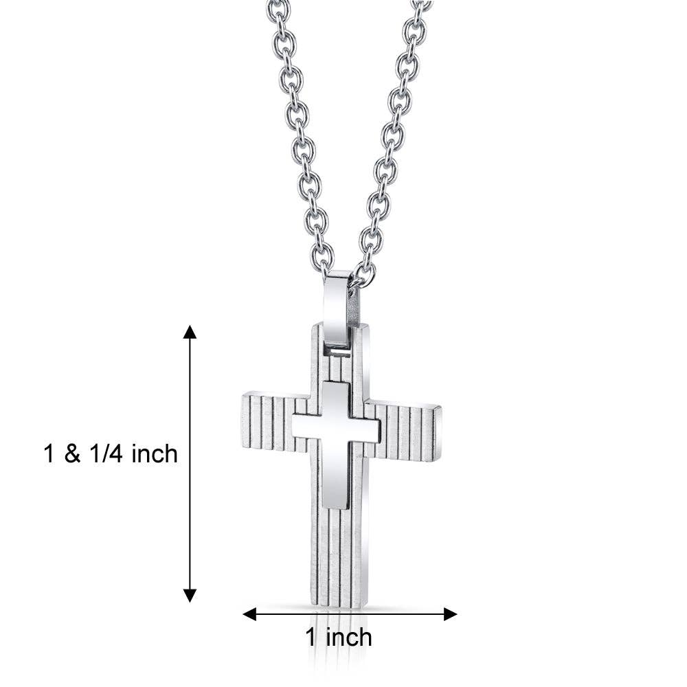 11138 Stainless Steel Cross Pendant Necklace with Chain