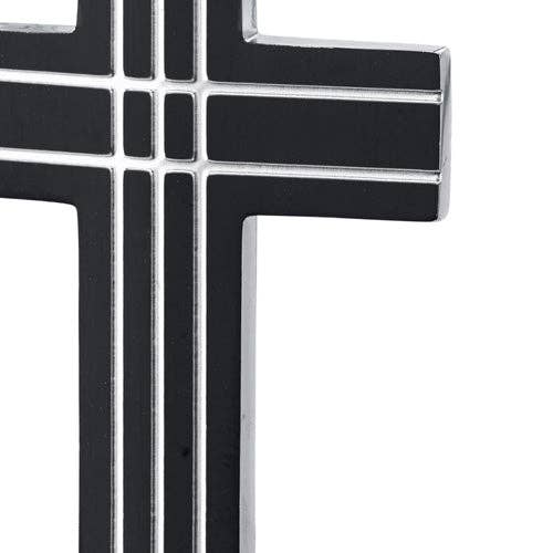11130 Black Stainless Steel Cross Pendant with Steel Ball Chain
