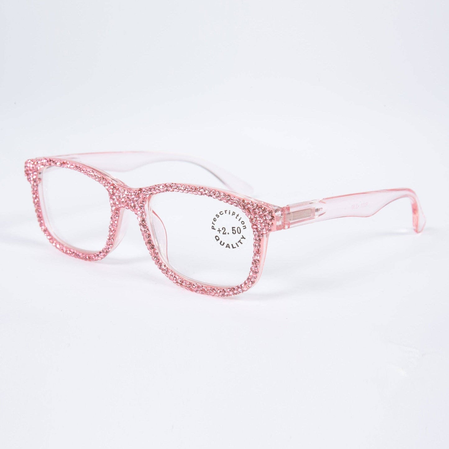 Handmade Rhinestone Rectangle Reader Glasses G0540-Pink