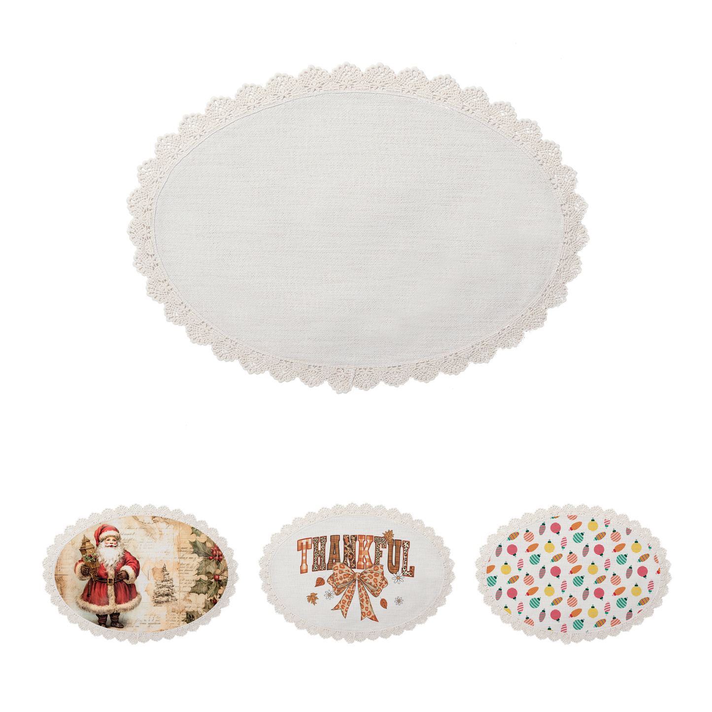 SUBLIMATION LINEN PLACEMAT W/ LACE TRIM