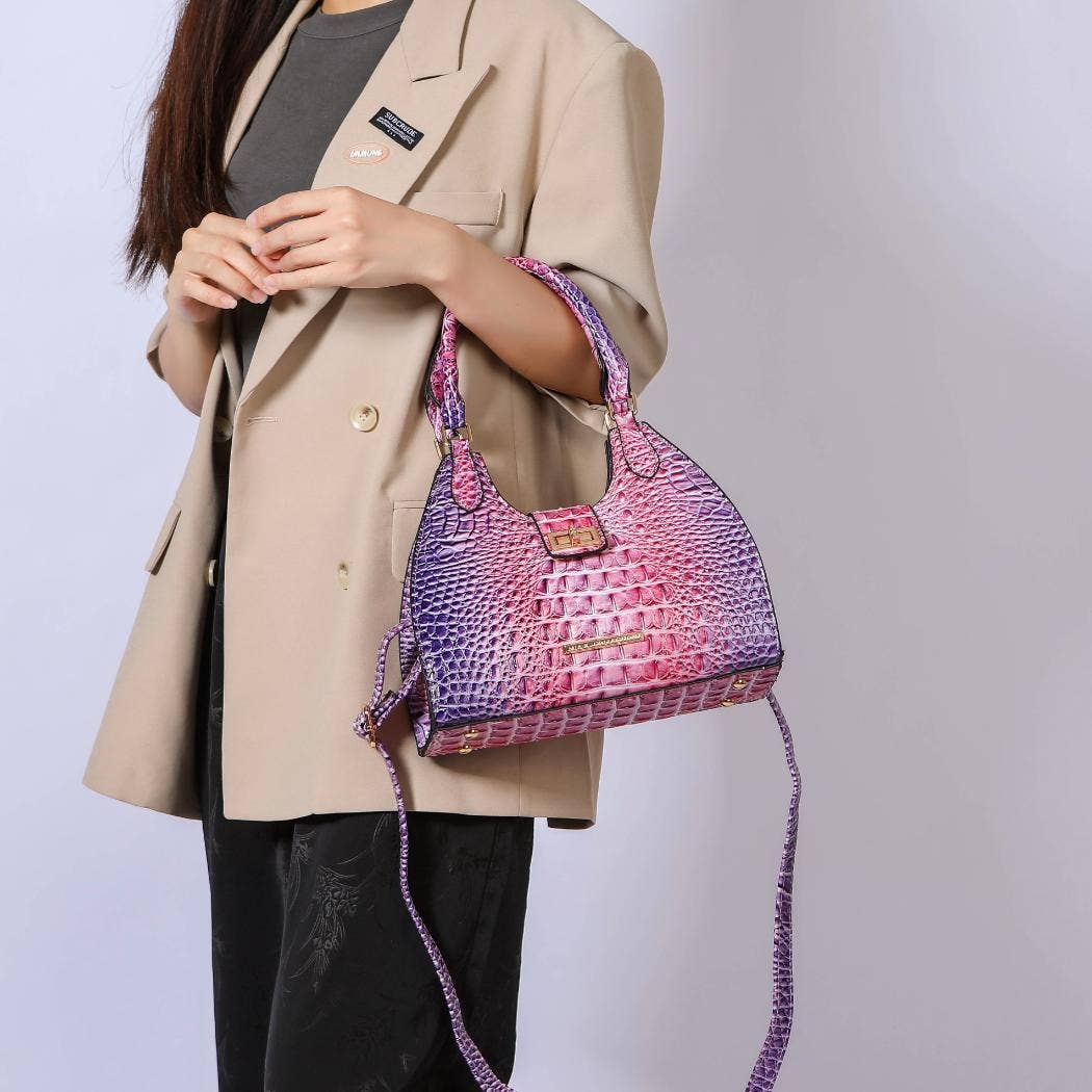 MKF Ava Gradient Rainbow Faux Crocodile Embossed Tote Bag