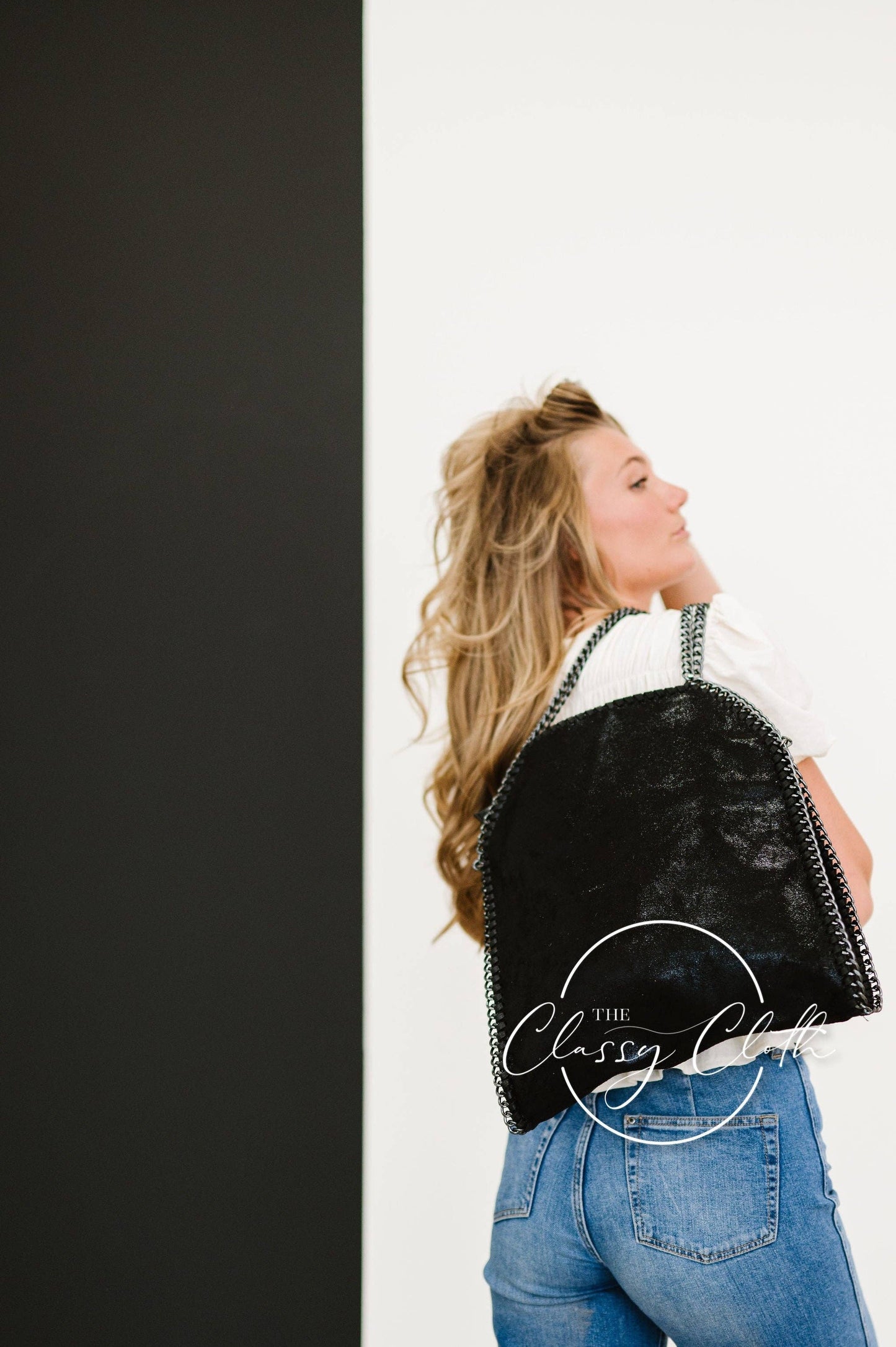 877 Monica Metal Chain Hobo Bag - Black RTS