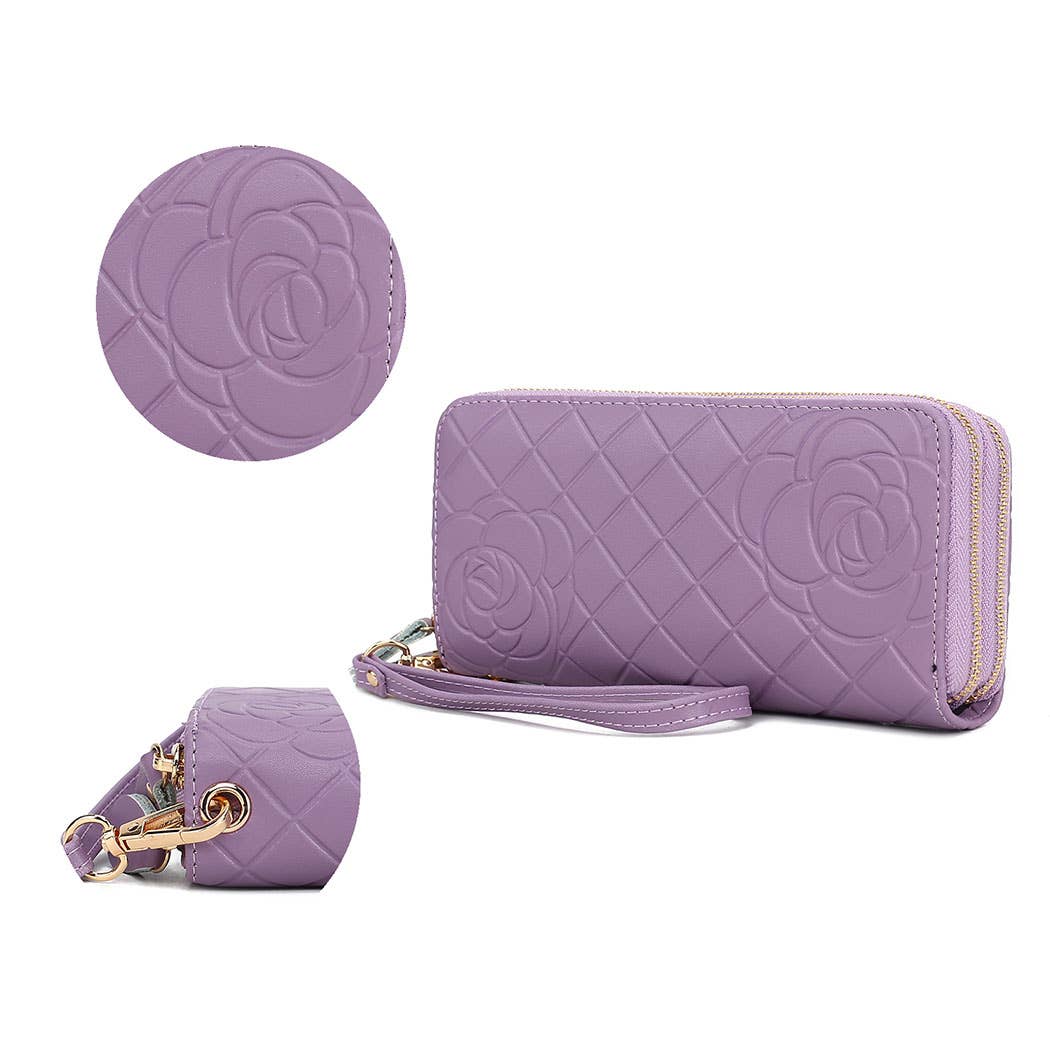 382 MKF Collection Quilted Flower-Embossed Wristlet by Mia K