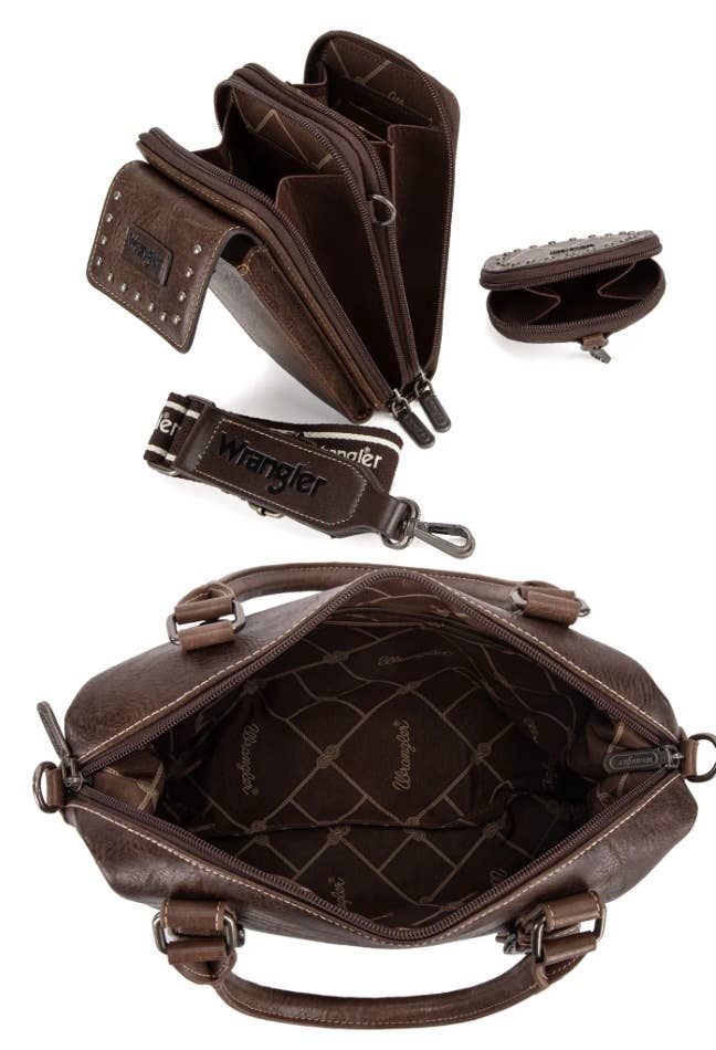 387 Wrangler 3Pcs Classic Barrel Satchel-Phone-Wallet 3 Colors