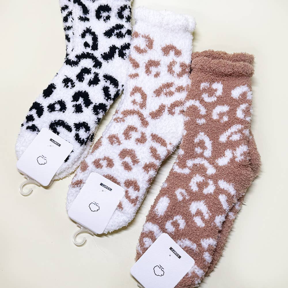 2814 Winter Leopard Pattern Fuzzy Socks