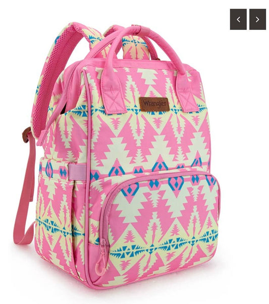 Wrangler Aztec Printed Callie Backpack/Diaper Bag -Pink