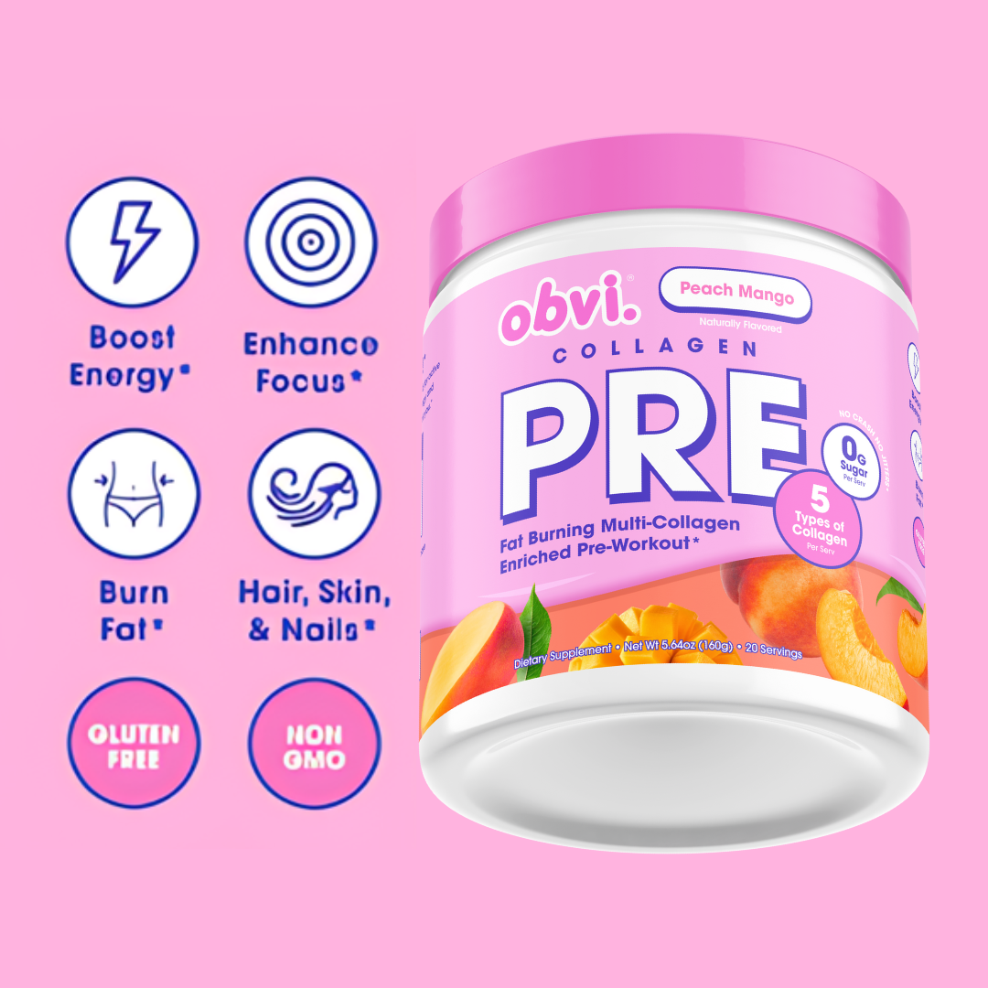 Obvi Collagenic Peach Mango Pre-Workout Boost Drink