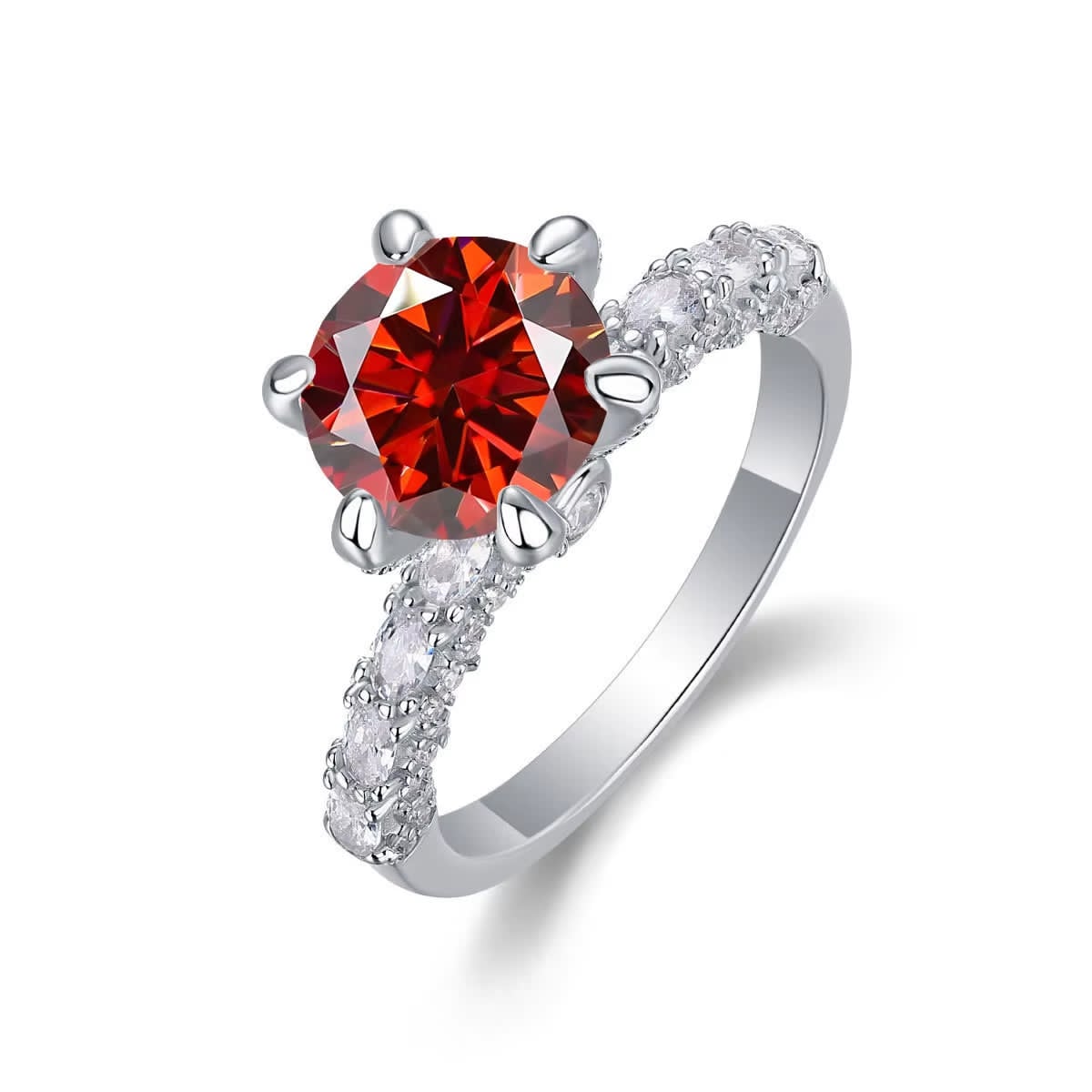 #0620cust Classic Round Cut 3CT VVS Red Moissanite Crown Engagement Ring 925 Silver Unique Crown Designer Tarnish Free Jewelry for Women