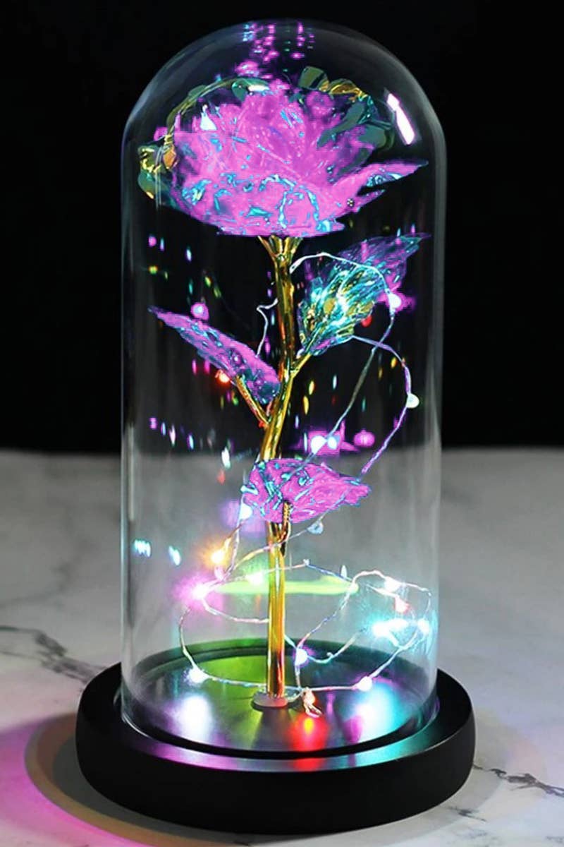 Tall Metallic Galaxy Rose Dome Led Light Stand