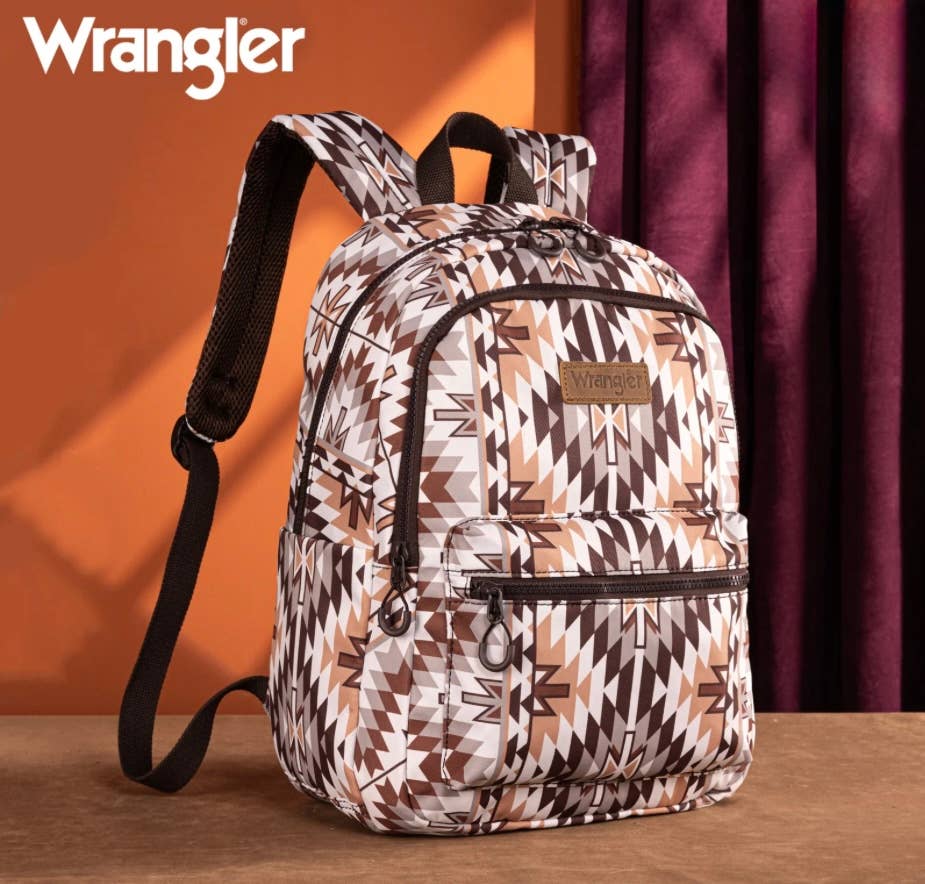 Wrangler Aztec Print Backpack -Brown
