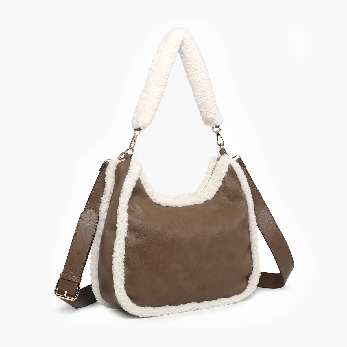 Reece  Sherpa Trim Satchel Shoulder Bag | M2408