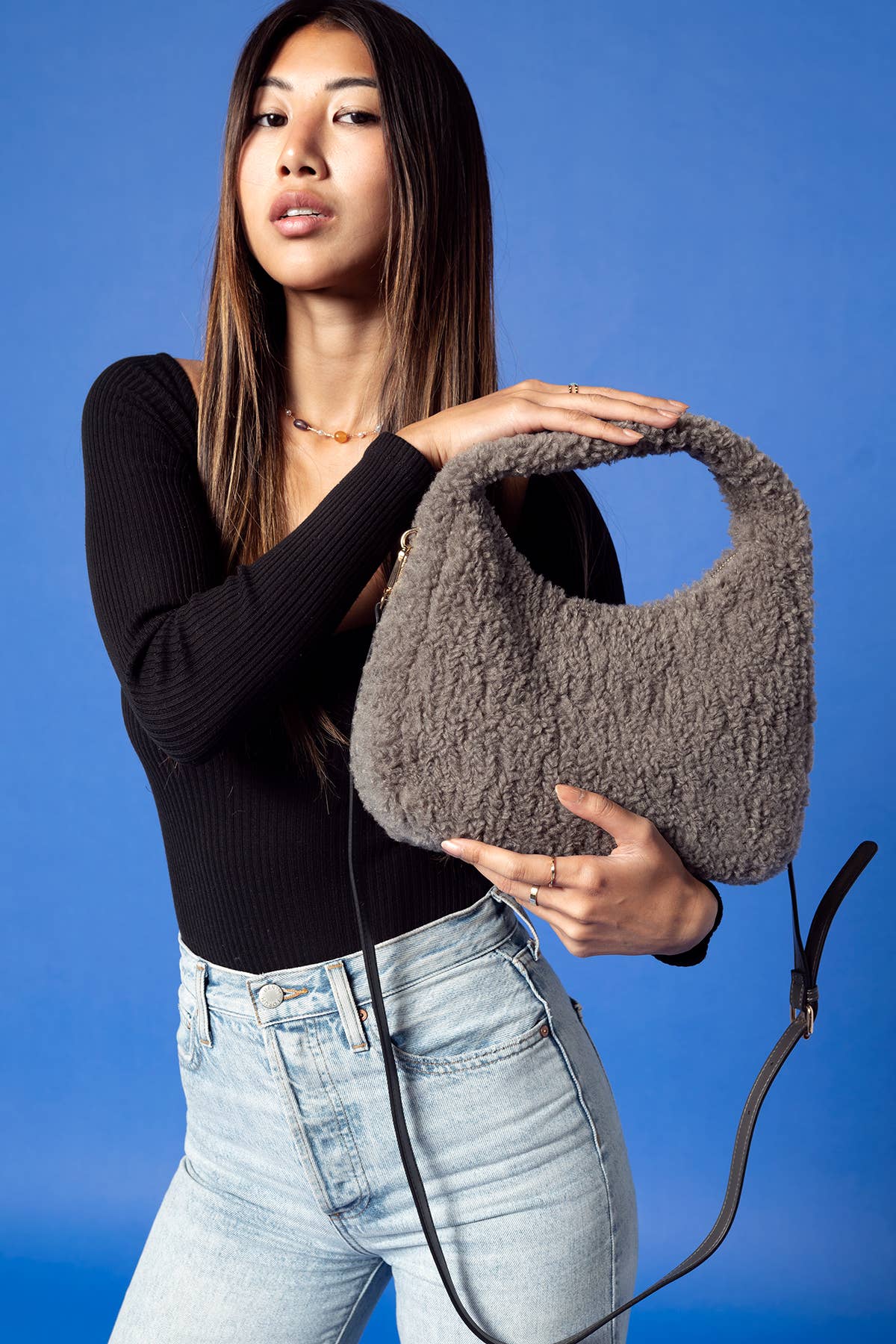 Gabrielle Sherpa Shoulder Bag w/ Strap | M2359