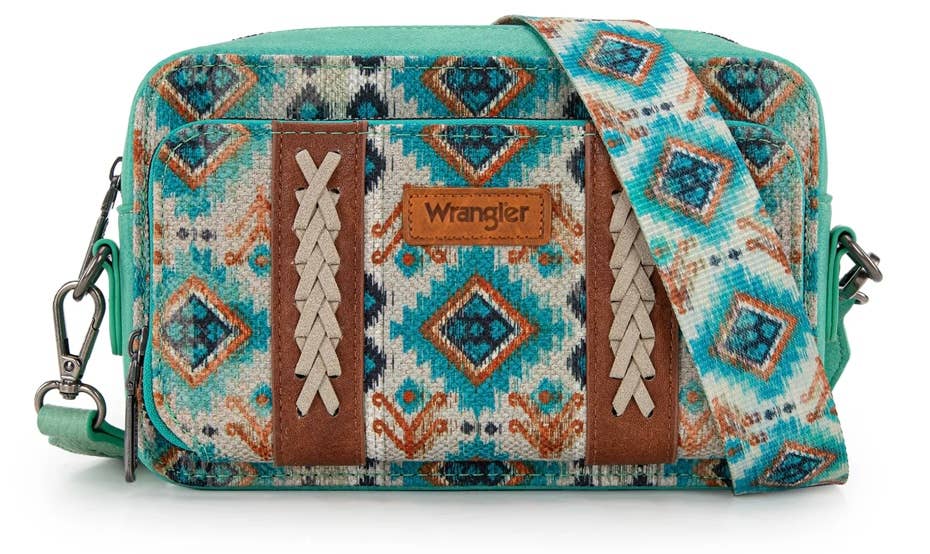 Wrangler Aztec Print Crossbody Purse With Wallet Compartment