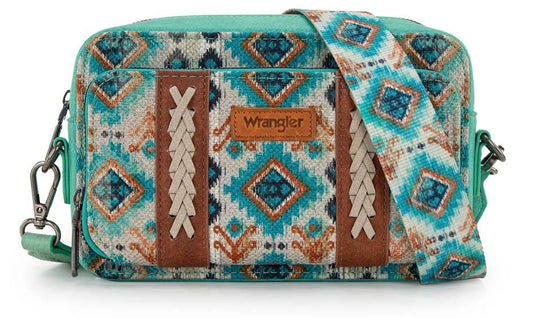 Wrangler Aztec Print Crossbody Purse With Wallet Compartment