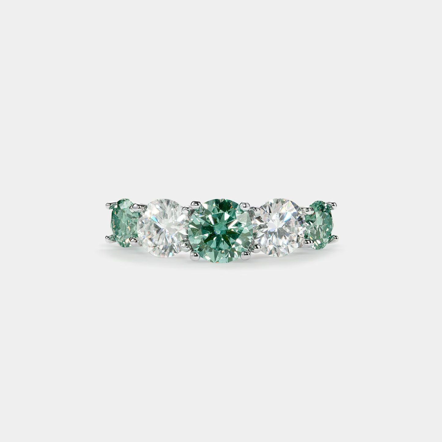 Five-Stone Color Moissanite Band Ring in 925 Sterling Silver