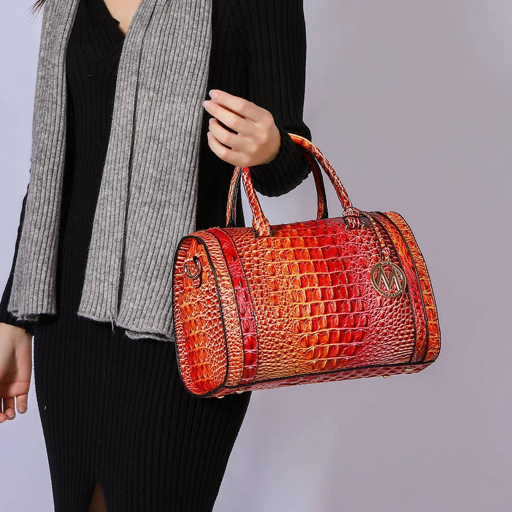 MKF Eleanor Gradient Rainbow Crocodile-Embossed Satchel
