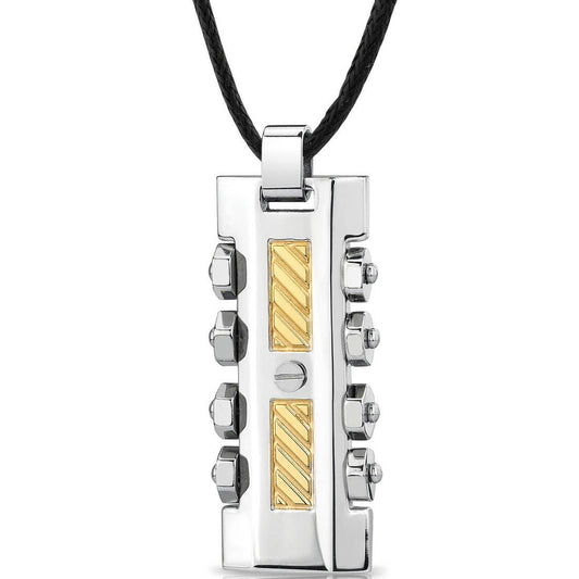8296 Premium Stainless Steel Two-Tone Dog Tag Bar Pendant