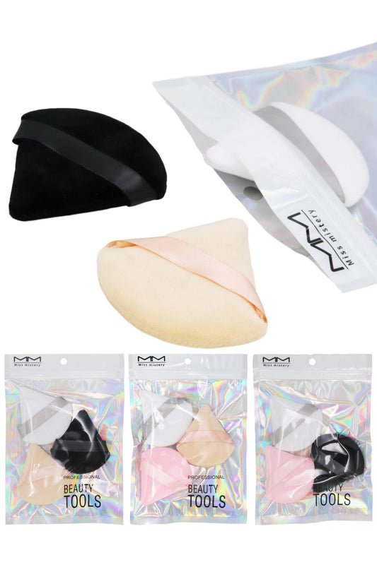 Velvety Triangle Makeup Powder Puff - 3 pc/bag