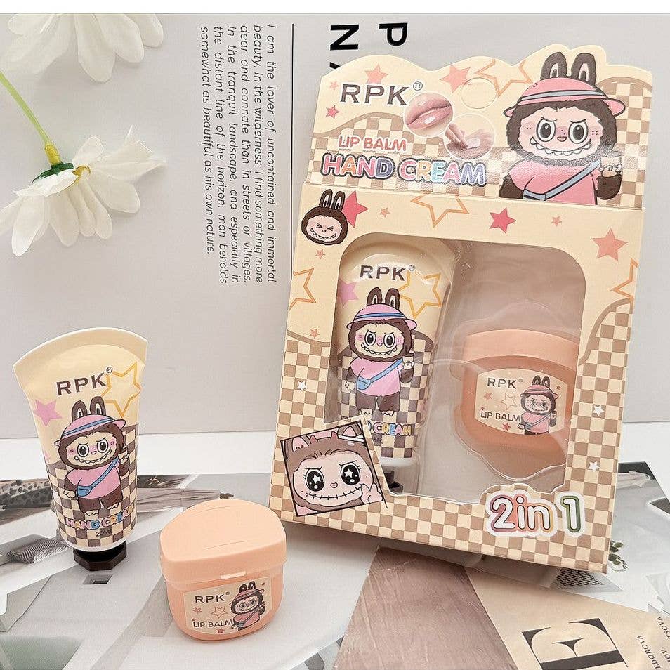 164 Funny Character 2 in 1 Lip Balm Hand Cream Set