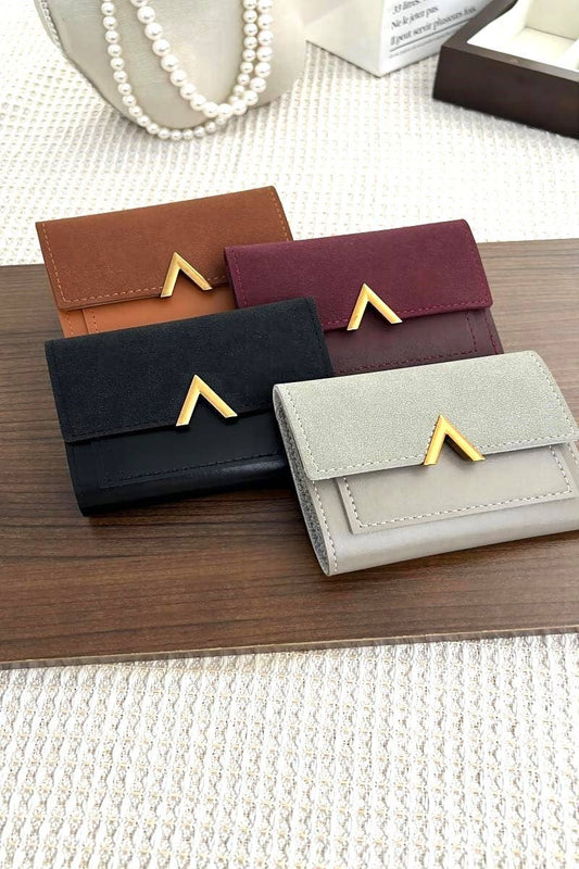 Vegan Leather Compact Trifold Wallet