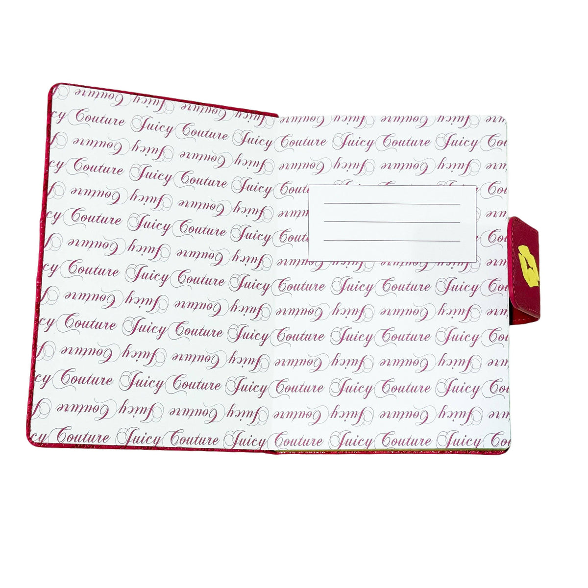 Juicy Couture Faux Leather Journal with Snap Closure & Heart Pen, Hot Pink Kiss Design, Gold Foil Details, Lined Pages Notebook, 5.8 x 8.3 in