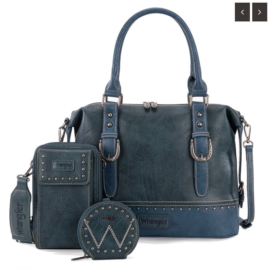 387 Wrangler 3Pcs Classic Barrel Satchel-Phone-Wallet 3 Colors