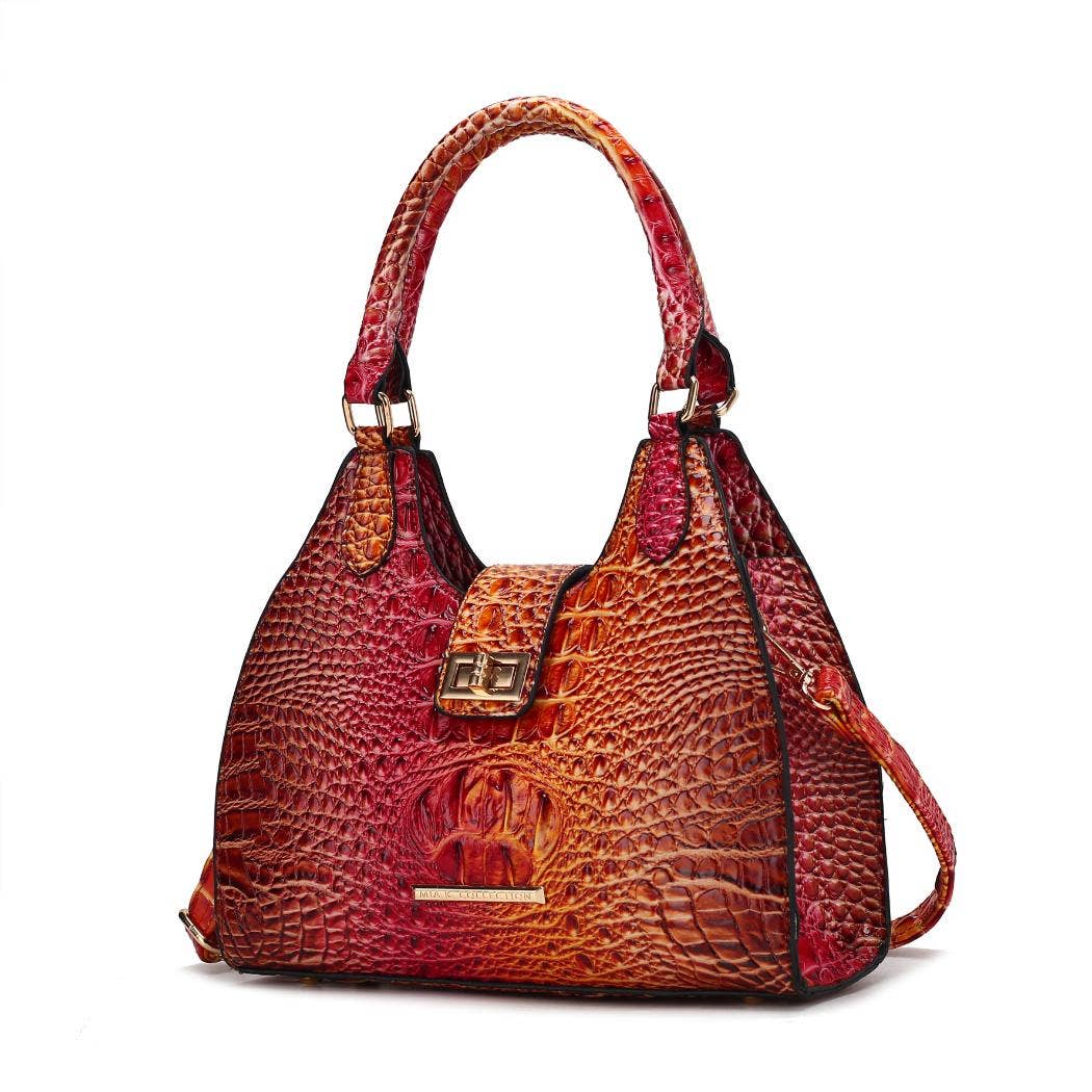MKF Ava Gradient Rainbow Faux Crocodile Embossed Tote Bag