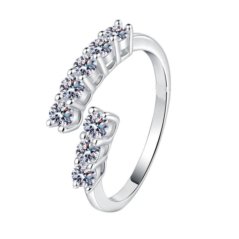 Moissanite Bypass Eternity Wrap Ring in 925 Sterling Silver