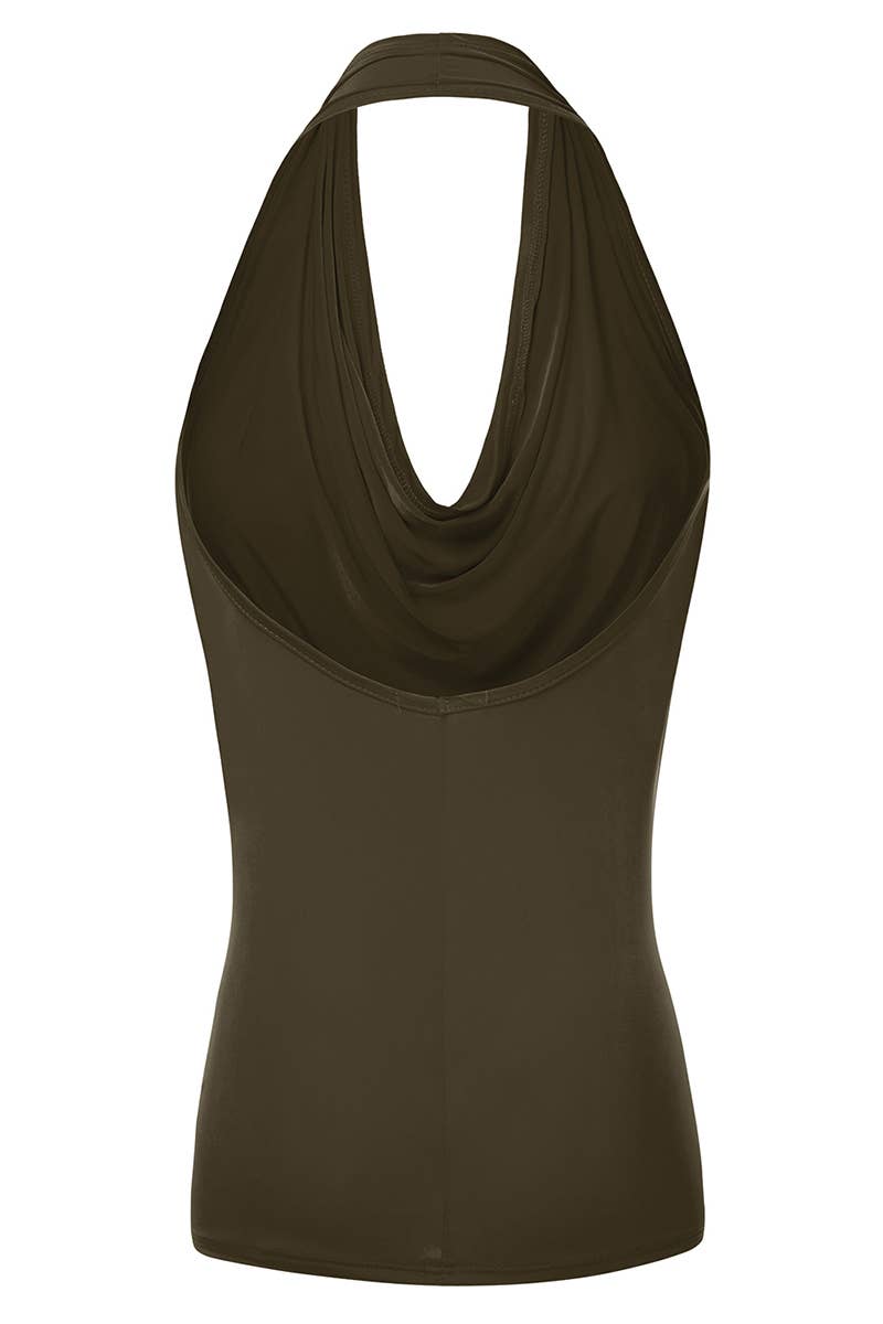 AWTHT028-P_Halter Neck Draped Front Open Back Top