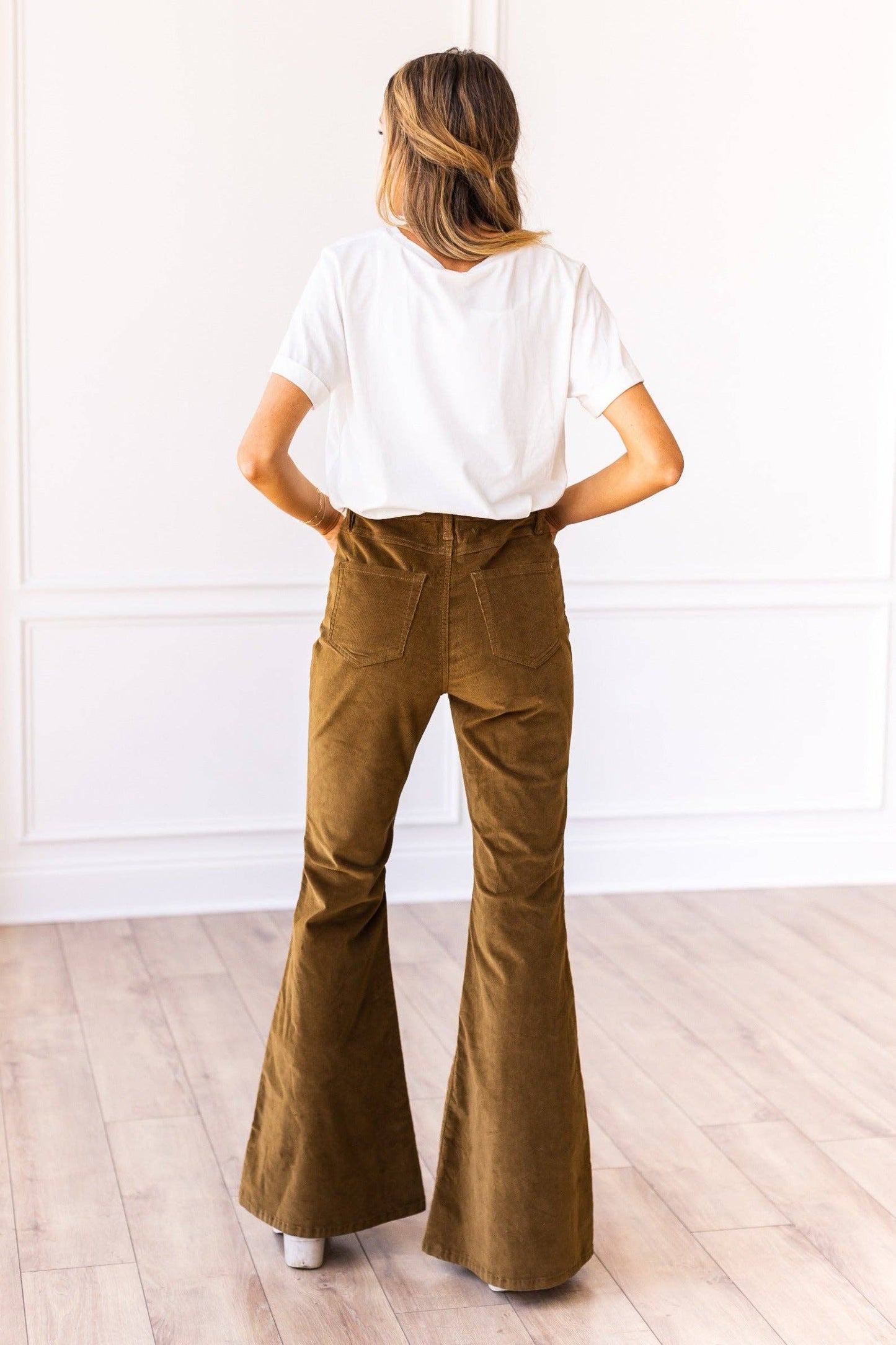 Tan Corduroy Flare Pants