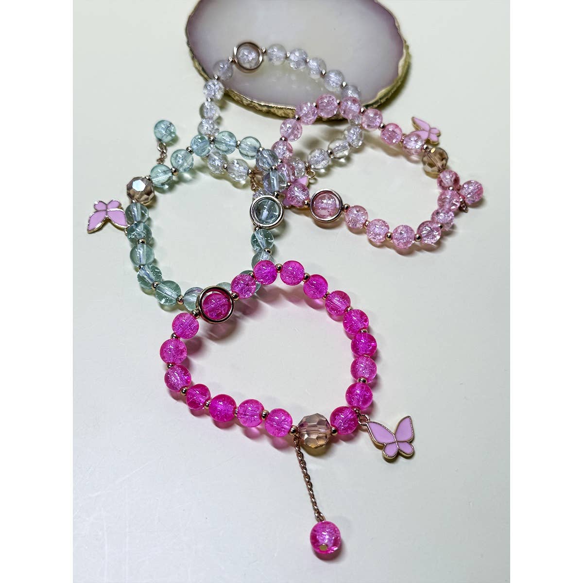 2810 Butterfly Pendant Mix Bead Bracelet