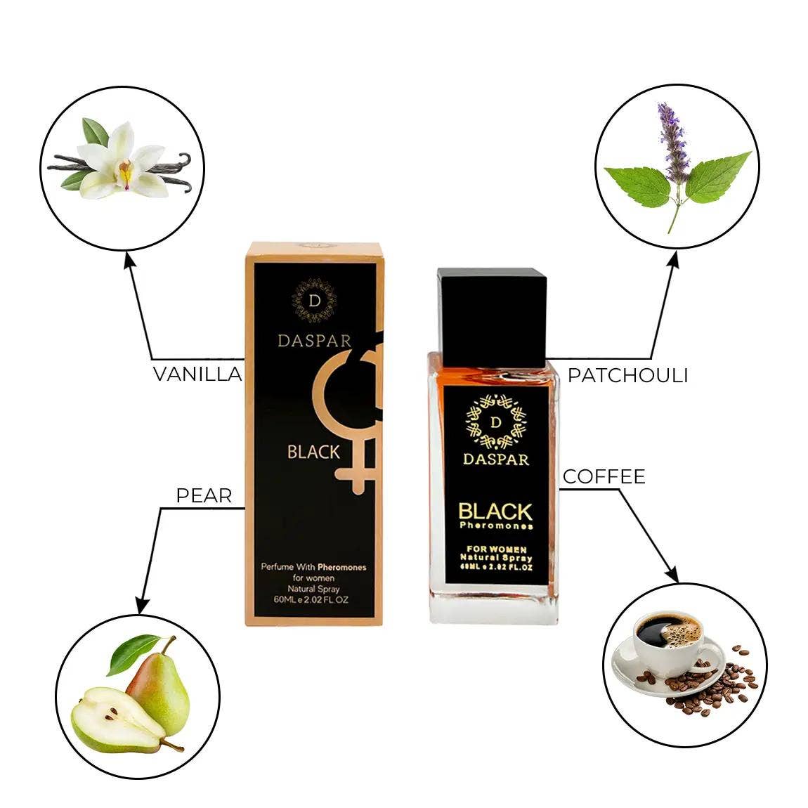DASPAR BL.ACK WOMEN PERFUME WITH PHE.RO.MO.NES 2.02 OZ