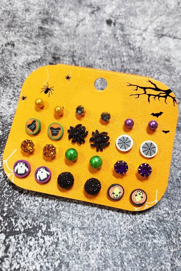 2802 Halloween 12 Pair Multi Stud Earrings Set