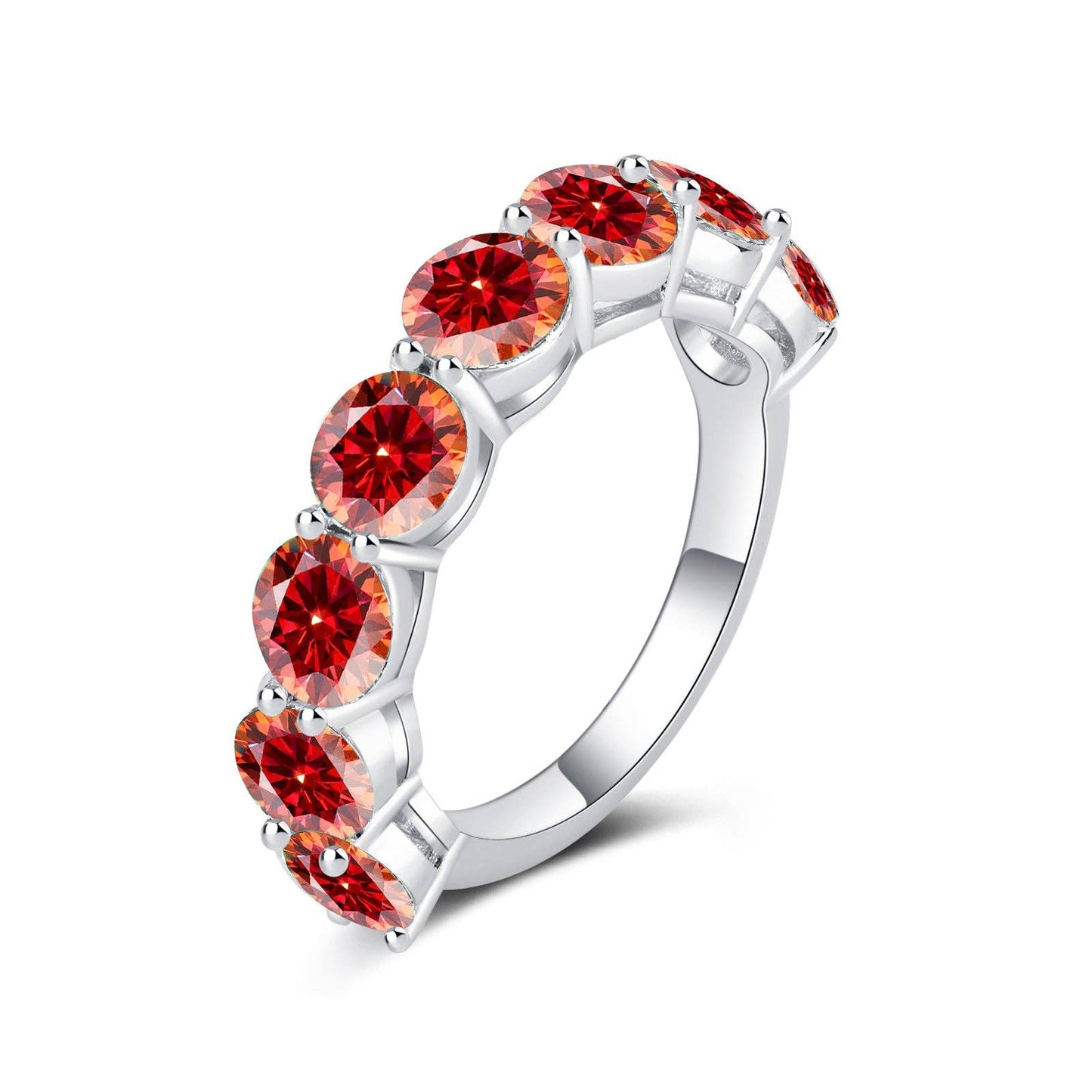 Color Moissanite Half Eternity Ring in 925 Sterling Silver