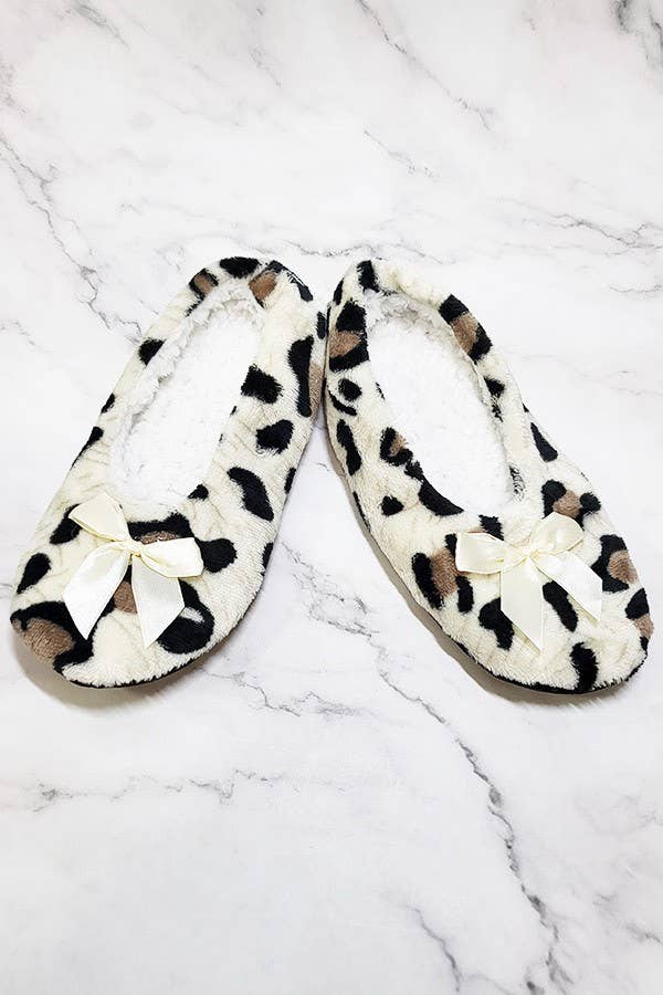 2816 Leopard Fuzzy Indoor Slipper Shoes