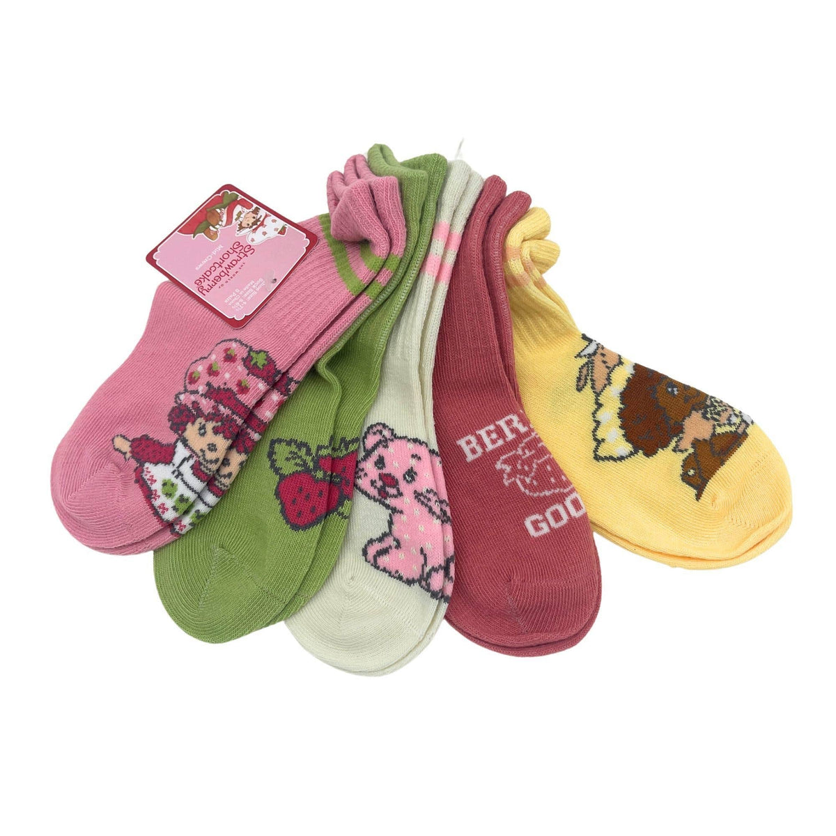 5 Pair Strawberry Shortcake Mid Crew Socks Size 5–6.5
