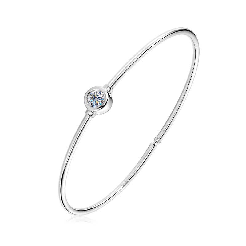 Moissanite Wedding Bangle Bracelet in 925 Sterling Silver