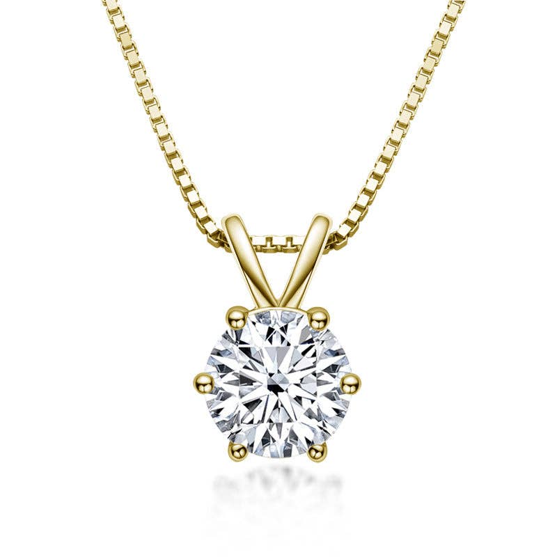 Solitaire Moissanite Pendant Necklace in 925 Sterling Silver