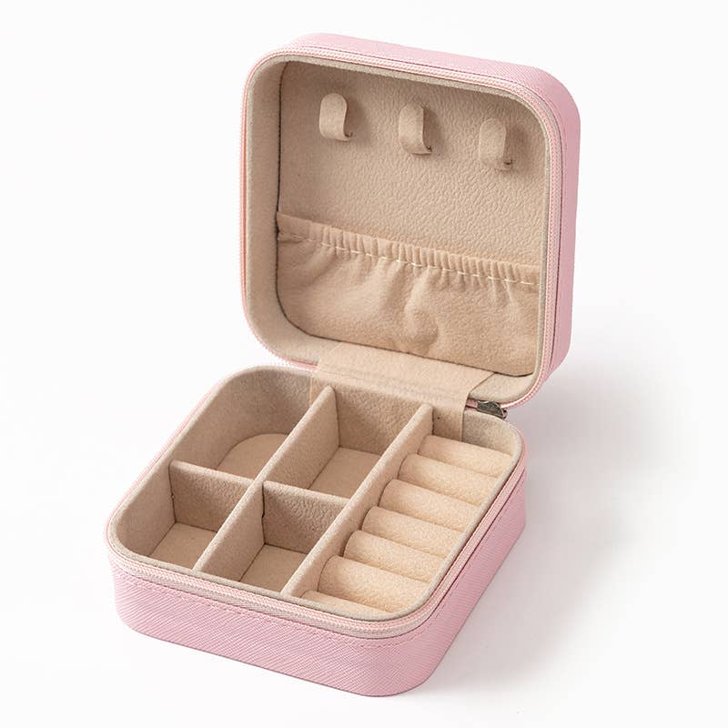 407 Portable Mini Square Jewelry Organizer Travel Box Case