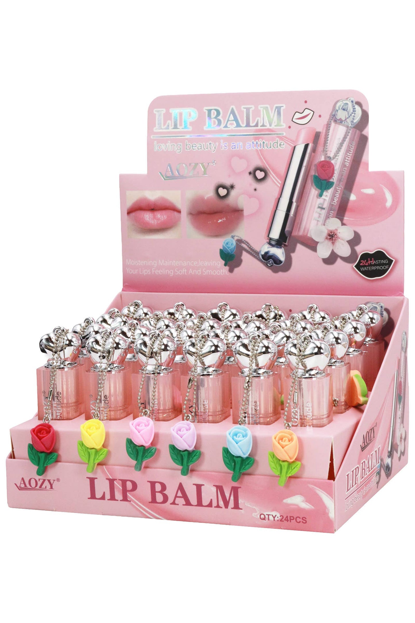 Rose Charm Tinted Hydrating Lip Balm - 24 Pcs