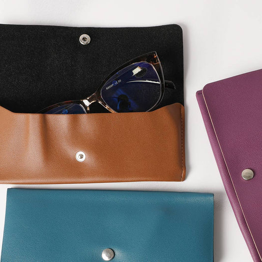 Solid Color PU Leather Eyeglasses Sunglasses Pouch