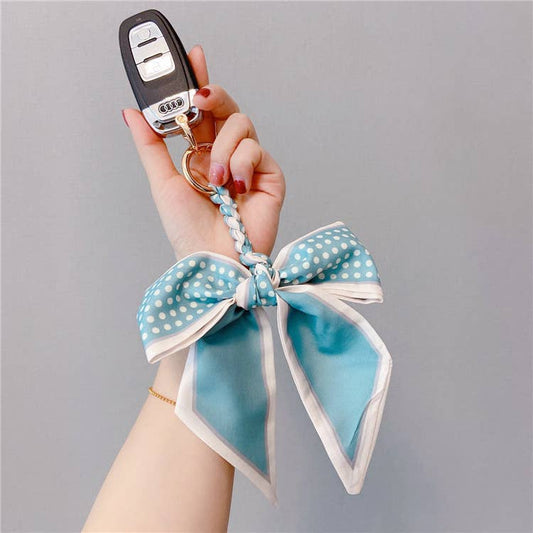 412 Lace-Up Silk Scarf Bow Bag Accessory Keychain