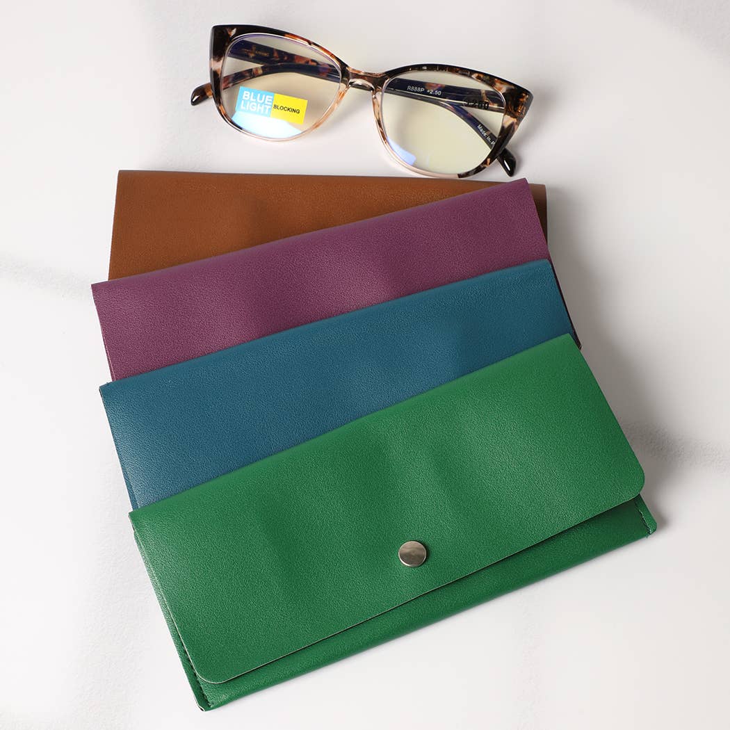 Solid Color PU Leather Eyeglasses Sunglasses Pouch