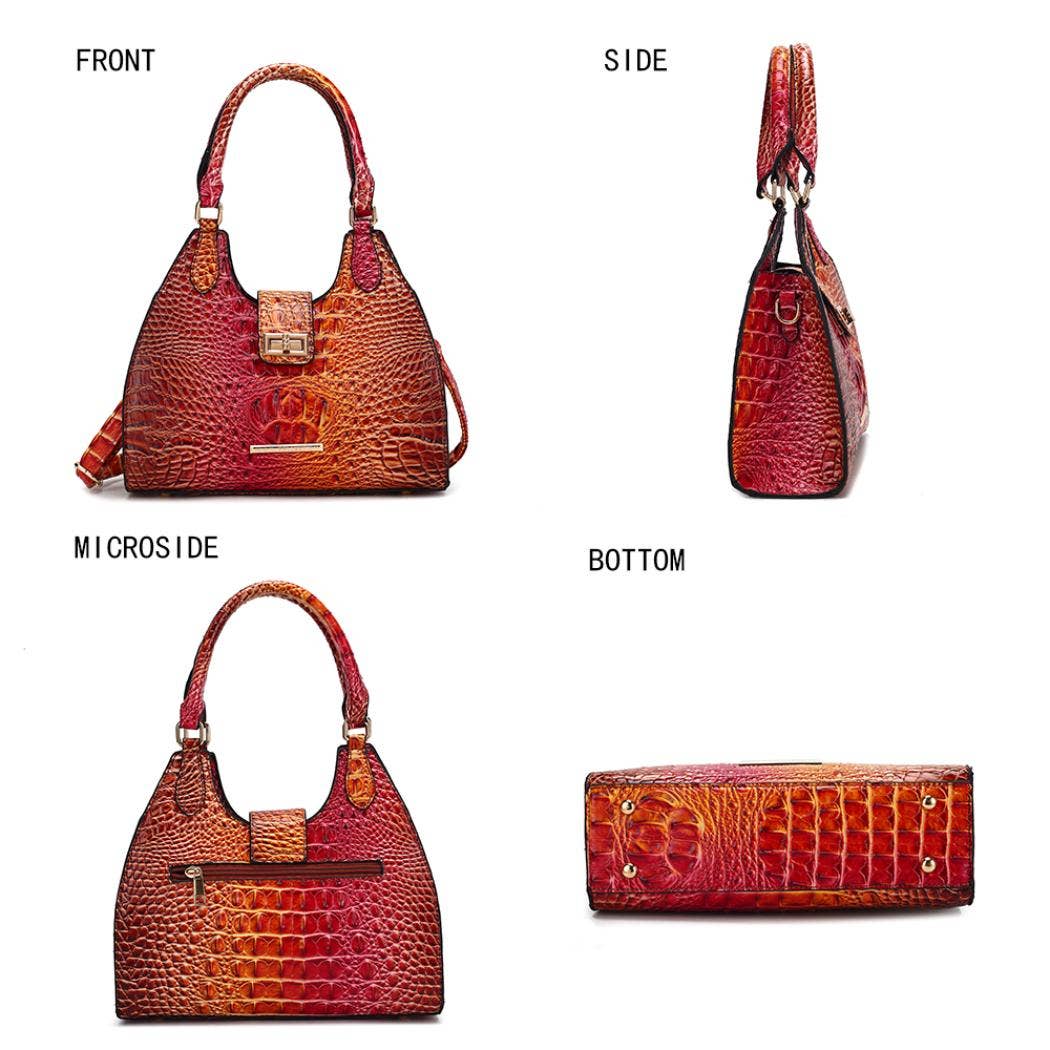 MKF Ava Gradient Rainbow Faux Crocodile Embossed Tote Bag