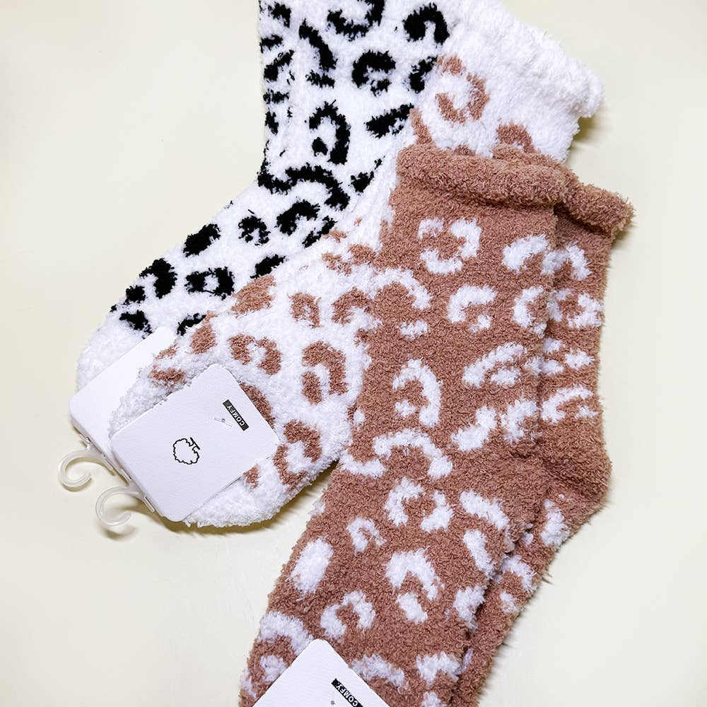 2814 Winter Leopard Pattern Fuzzy Socks