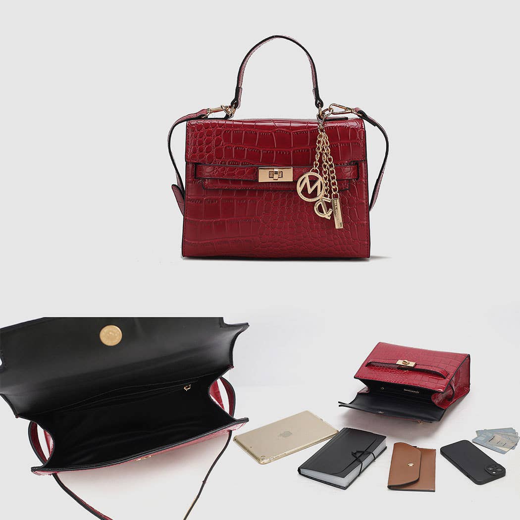 384 Naomi Satchel Handbag Vegan Crocodile Leather Women by Mia K