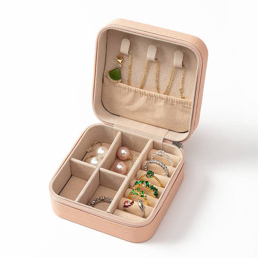 407 Portable Mini Square Jewelry Organizer Travel Box Case