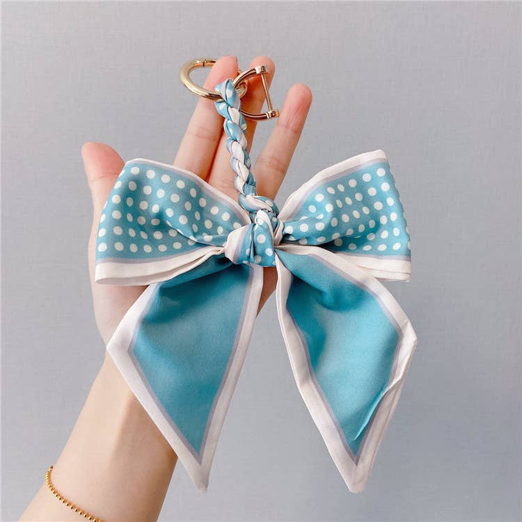 412 Lace-Up Silk Scarf Bow Bag Accessory Keychain