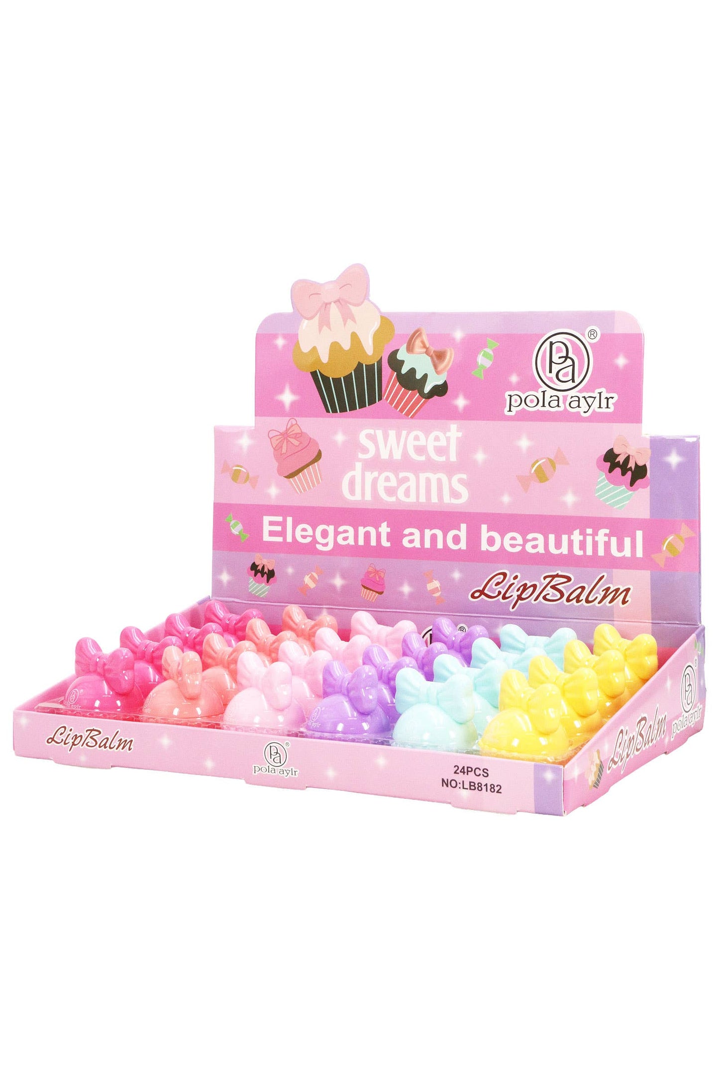 Cupcake Ribbon Bow Round Lip Balm -