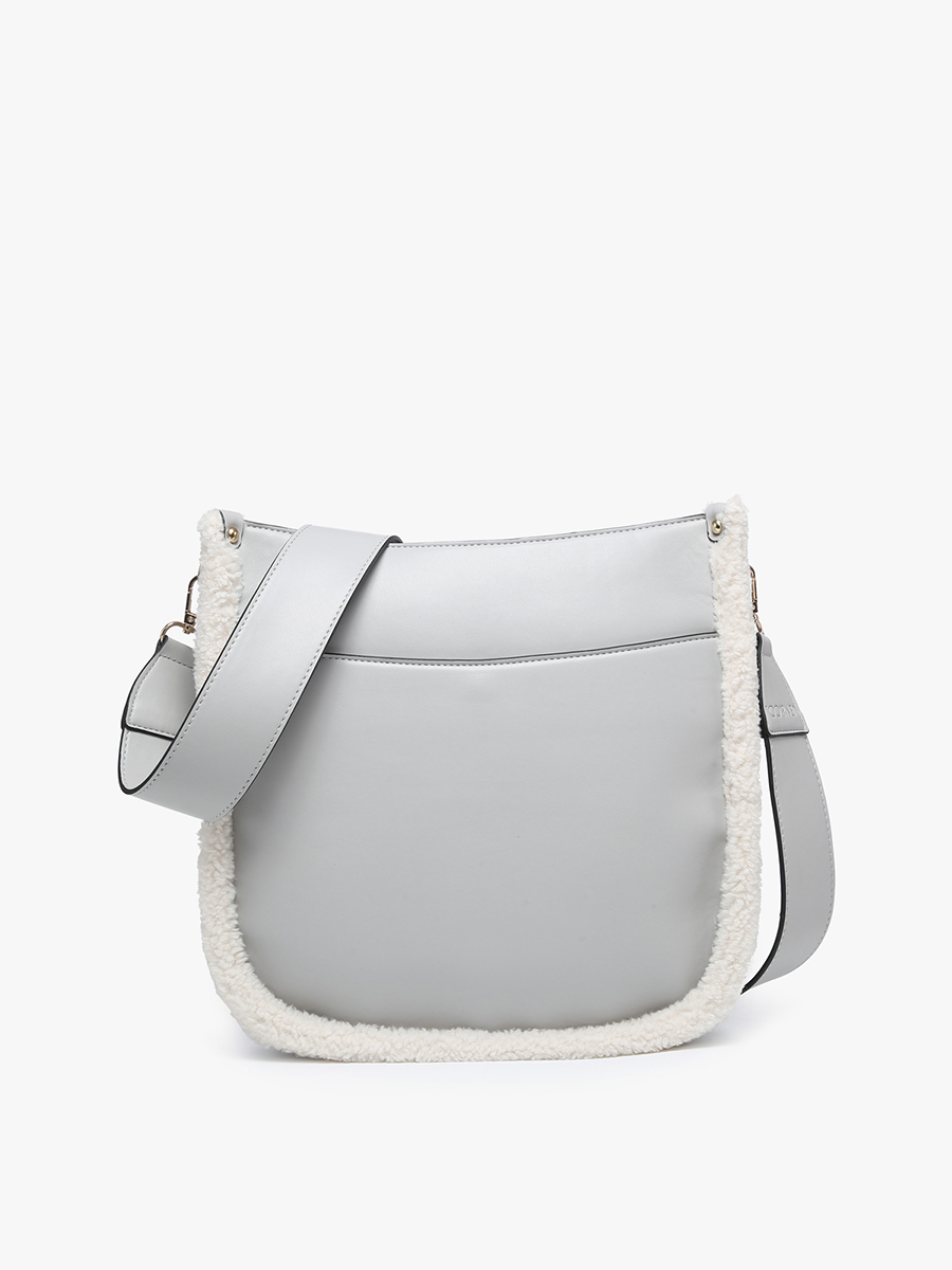 Chloe Teddy Trim Crossbody with Guitar Strap | M1977TED